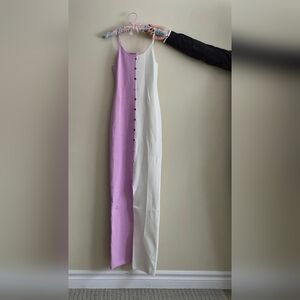 Fashion Nova Pink and Cream Maxi Dress